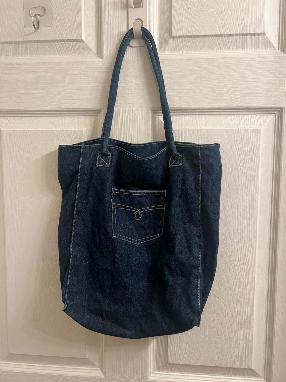 Denim & Co. Denim Tote Bag Dark Wash Blue Handbag